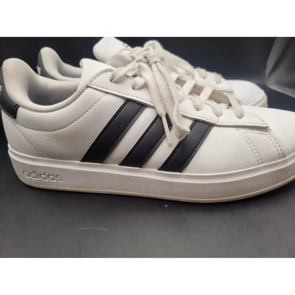 Adidas Grand Court 2.0 GW9214 Women's White Black Stripes Athletic Shoes US 8.5